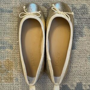 J.Crew Gold Flats with Bow